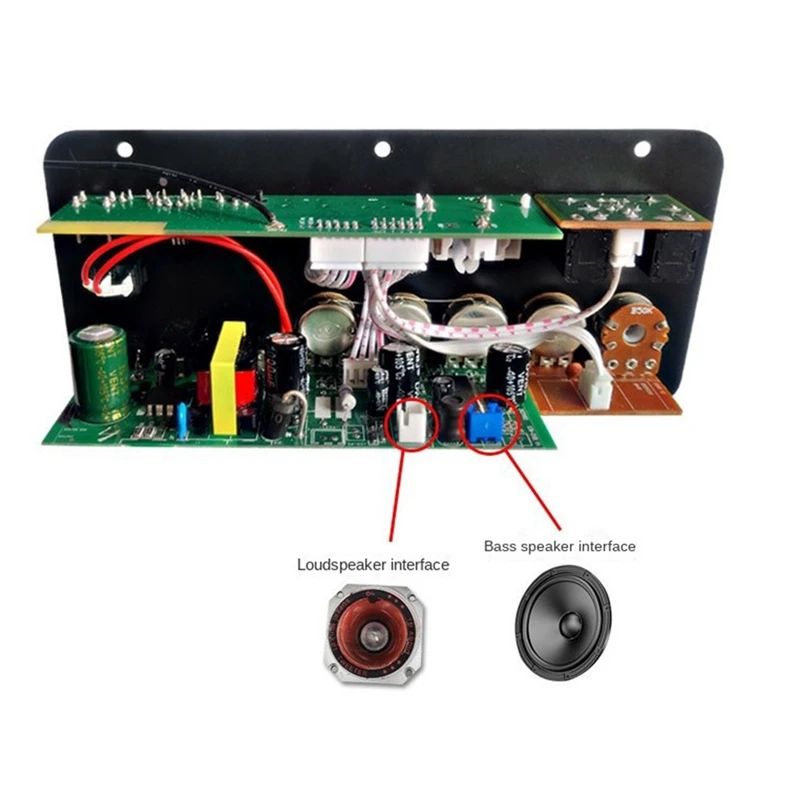 Carte Amplificateur D50 avec Audio Optique, Bluetooth, Médailles, USB, Radio FM, Lecteur TF, DIY, Caisson de Basses, Noir, pour la Maison, la Voiture, Prise UE, 1 Ensemble