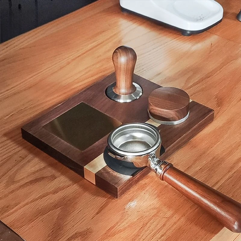 Coffee handle universal three in one workbench walnut coffee machine powder pressing pad solid wood foundation make-up seat