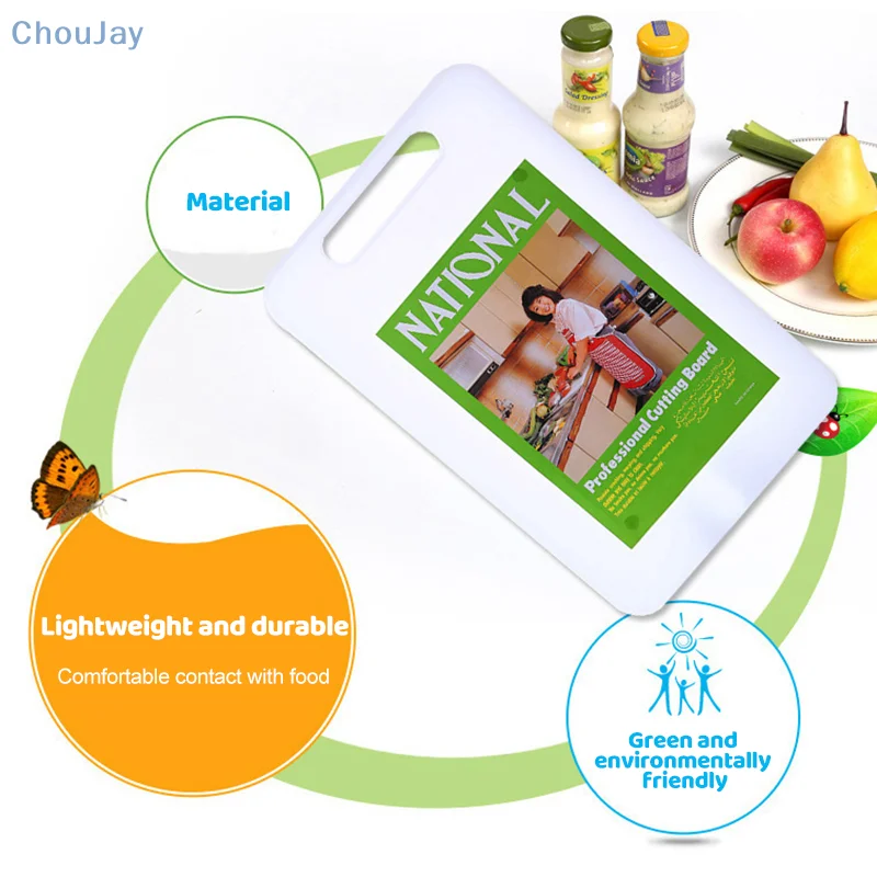 Placa de cortar de plástico resistente, antiderrapante, placa de corte de alimentos, quadrado, material plástico pe, suprimentos de cozinha, preparação de alimentos