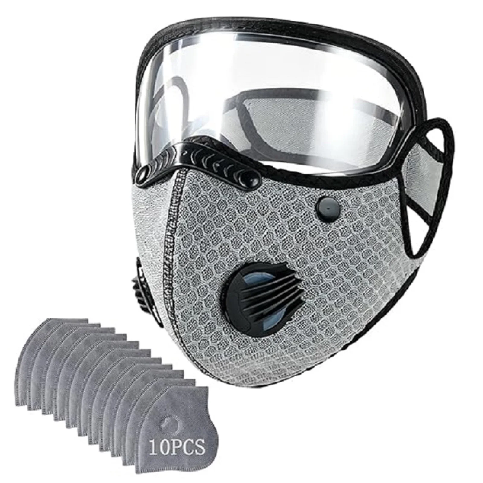 Reusable Carbon Filter Dust Mask with Adjustable Goggles & 10Pcs Filter Breathable Dust Masks Dustproof for Woodworking
