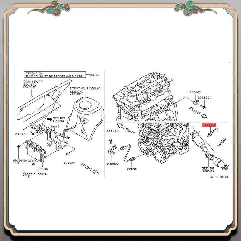 A73Q-Downstream Oxygen O2 Sensor 22690-EN200 226A0-ET000 For Infiniti Nissan QX50 QX70 G35 Altima Rogue 2007-2017 234-9038