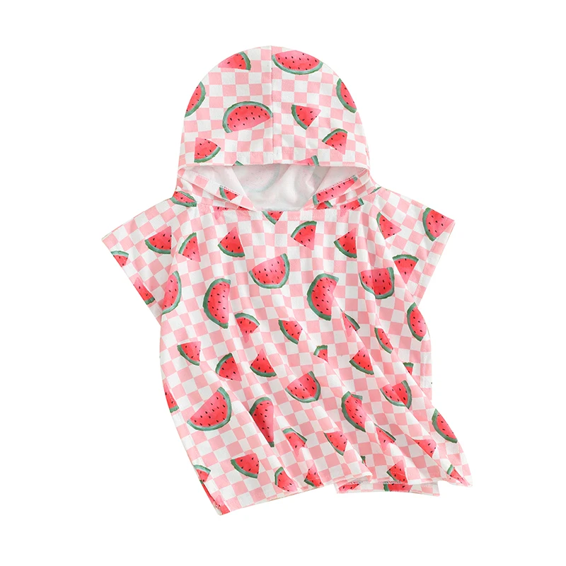 Toddler Hooded Towel Bath Beach Watermelon Print Soft Towels Girls Absorbent Pool Wrap with Hood Baby Toddler Poncho Robe