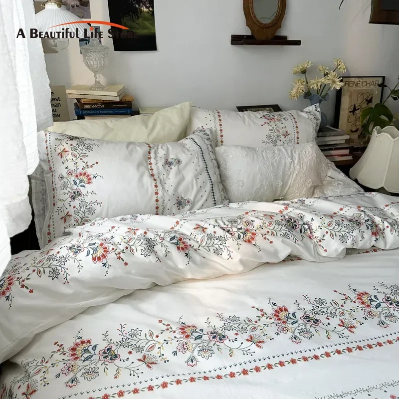 

Маленький пододеяльник с цветочным принтом, однотонная простыня, простыня на резинке, наволочки, одноместные, двухместные, королева, король, Комплект постельного белья из 100% хлопка