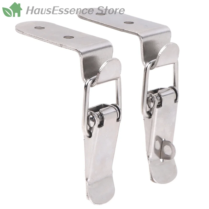 ※90 Degrees Duck-mouth Buckle Hook Lock Iron Spring Loaded Draw Toggle Latch Clamp Clip Silver Hasp Latch Catch Clasp