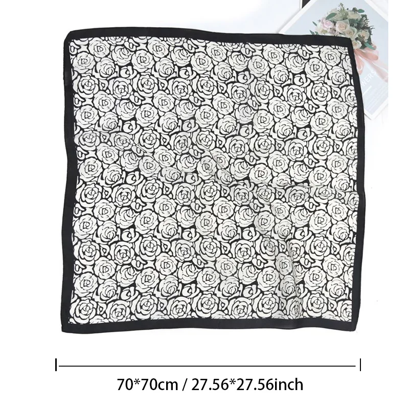 Women 70cm Square Scarf Luxury Floral Leopard Print Shawl Hijab Ladies Headband Hair Scarves Band Female Handkerchief Bandana