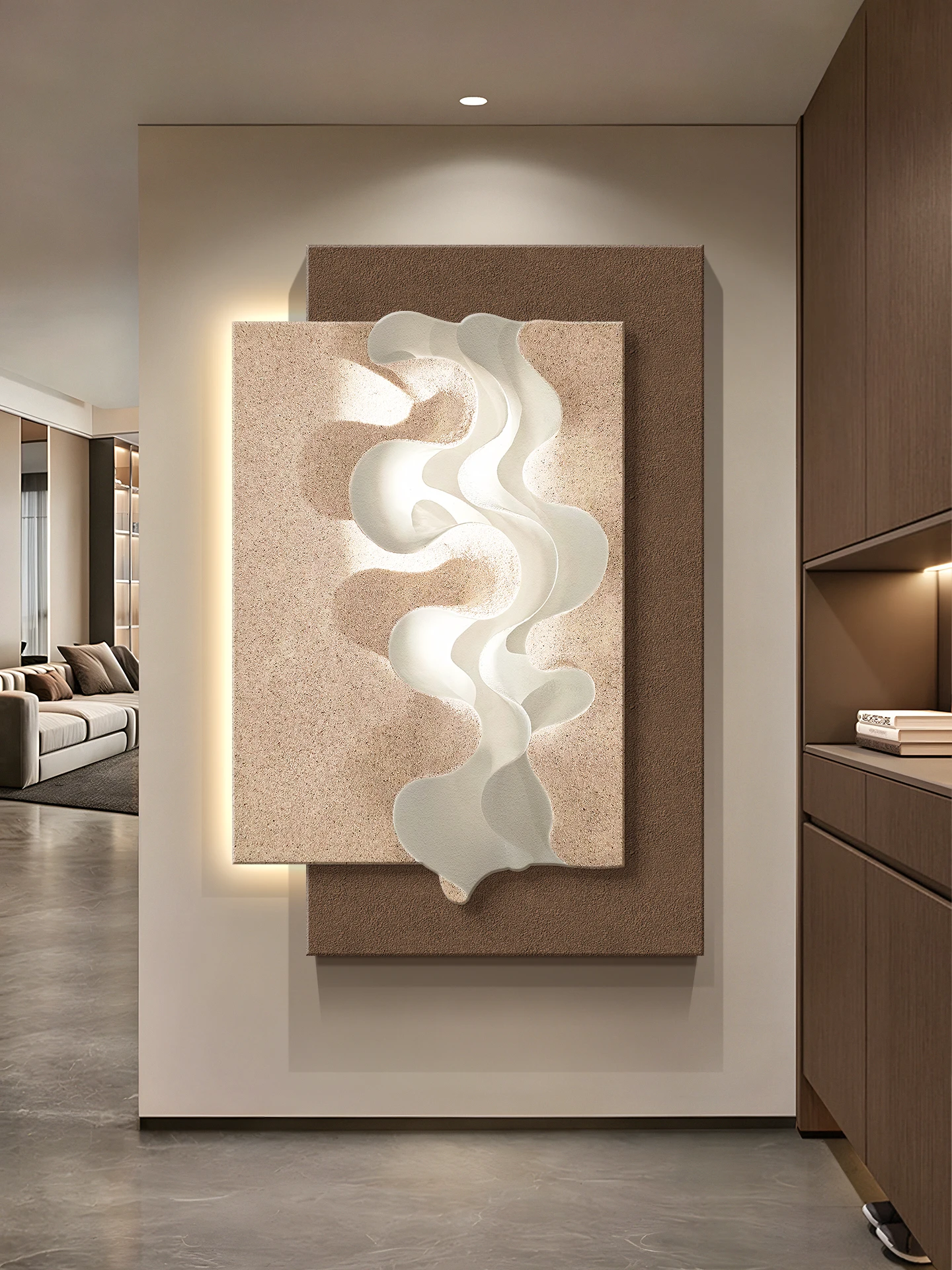 Italian minimalist entrance decorative painting texture sandstone hanging painting high sense abstract aisle corridor mural