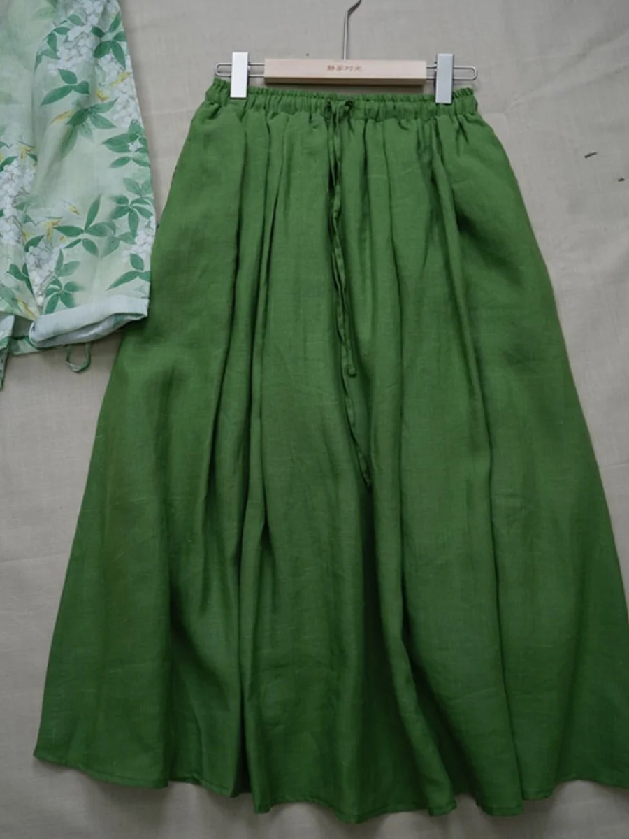 New Chinese Sle Donna Hanfu irt Top e gonna f Set in due pezzi Estate lunga Sve V-Ne Vita alta Pendolarismo Sle