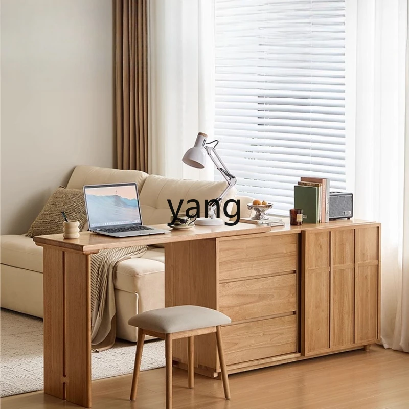YHM Solid Wood Style All-in-One Extendable Vanity Table for Bedroom