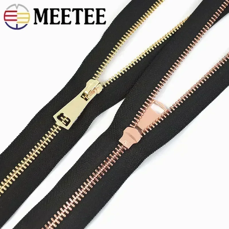 Cremalleras de Metal con cierre automático, cremalleras de cierre automático de 15-80cm para chaqueta de costura, accesorios de cremallera para ropa