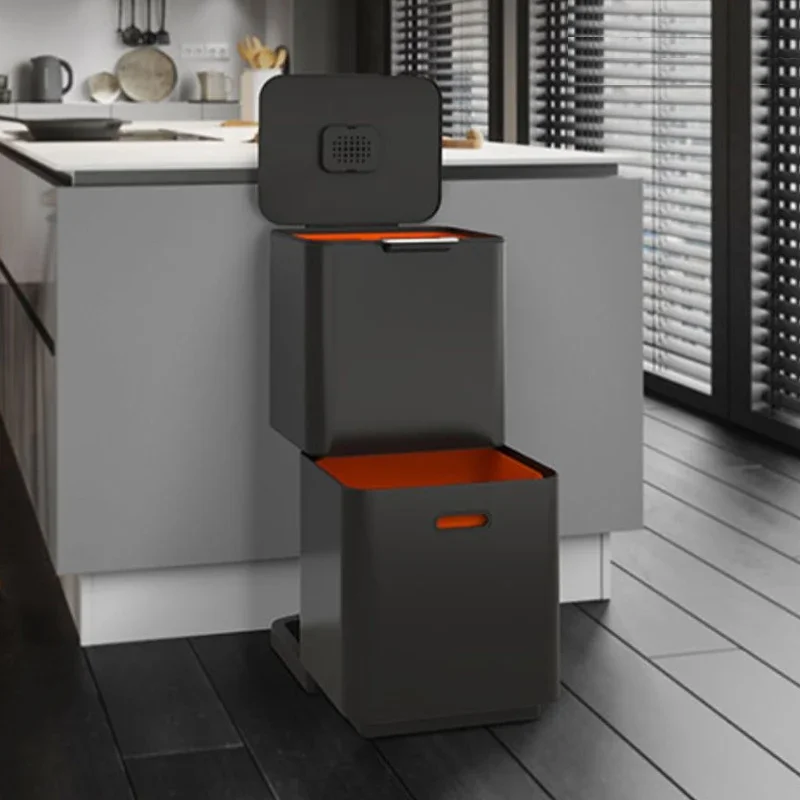Kitchen Anti-Odor Classification Partition Double Layer Sorting Trash Bin