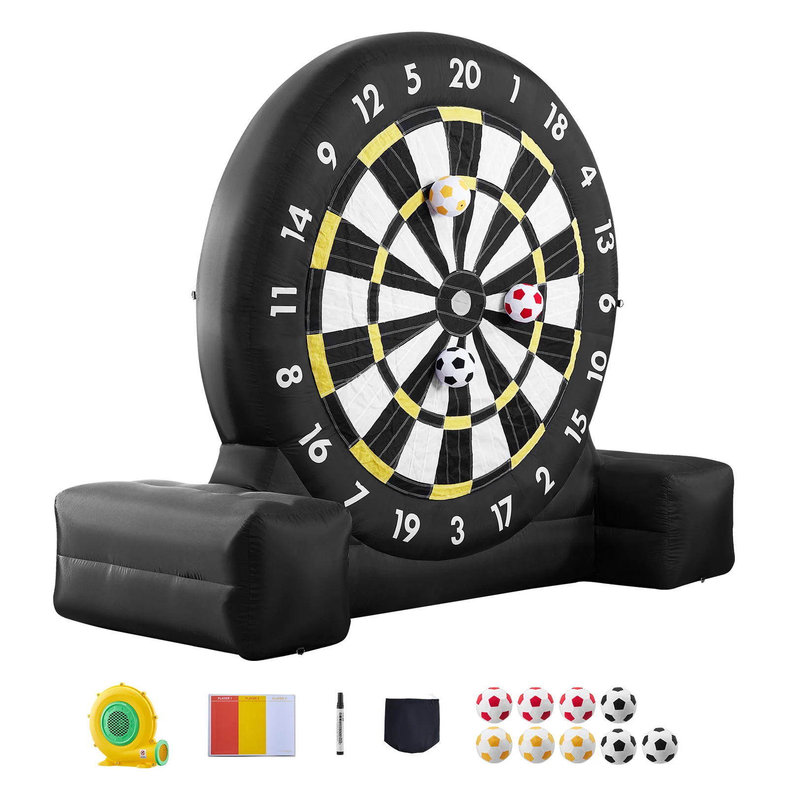 

SucceBuy Inflatable Soccer Dart Board over 8/10ft High Giant Soccer Dart Board with 9 Kick Balls & Air Pump for Giant Yard Games