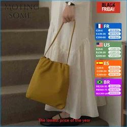 Motingsome Minimalism Soft Cloud Bag for Women Luxury Full Grain Cowhide Fashion Shoulder Pouch Retro Fold Handbag 2024 New