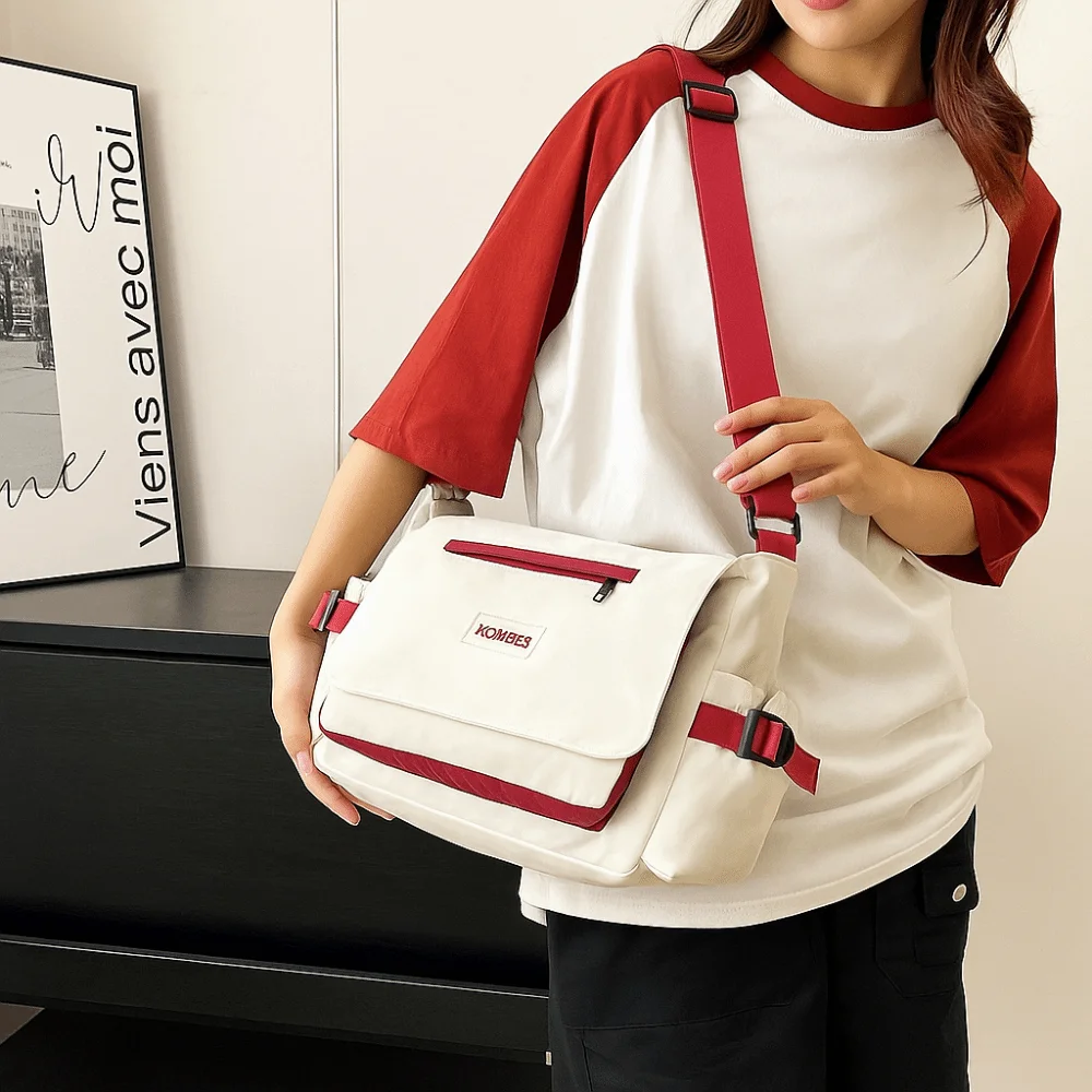 

Large-capacity Student Messenger Bag Letter Print Harajuku Canvas Crossbody Bags Schoolbags Versatile Nylon Shoulder Bag Daily