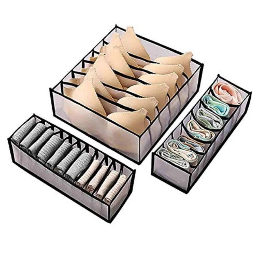 

3Pcs Wardrobe Clothes Drawer Organizer Compartment Storage Box Washable Closet Drawer Organizers Grids Foldable Visible Closet