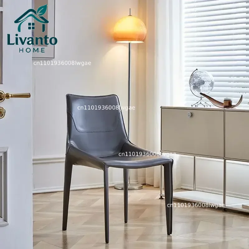 

Modern Dining Chair Saddle Leather Backrest Dining Chair Set Luxury Brief Living Room Chairs Minimalist Designer Chairs