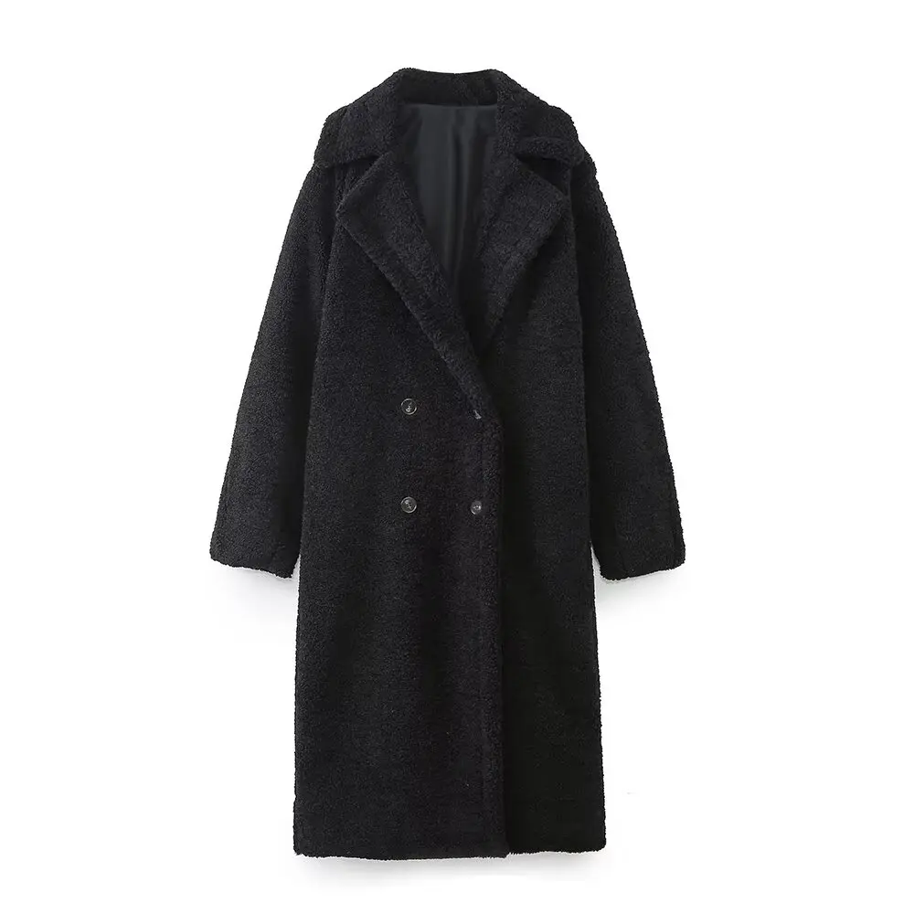 ZA Women's 2024 Autumn/Winter New Long Coat with Collar Pocket Button Decoration, Commuting and Leisure Versatile Cotton Jacket