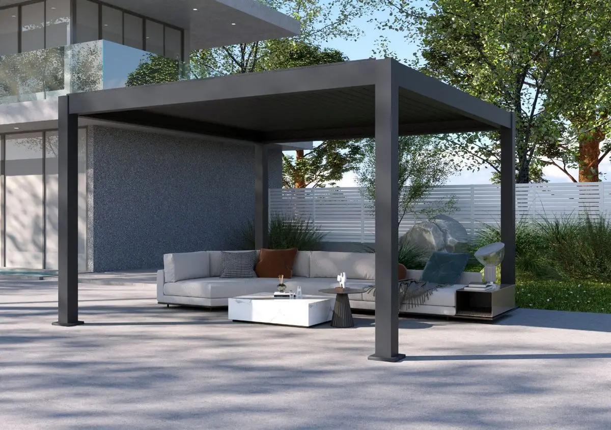 Patio Garden Aluminium Pavilion Outdoor Sunroom Gazebo Motorized Louver Roof Bioclimatic Waterproof Pergolas for Sun Protection
