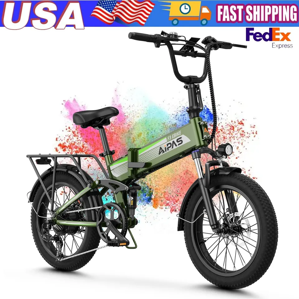 Green Folding Electric Bike for Adult 1500W 28MPH Electric Bicycle Commuter Ebik