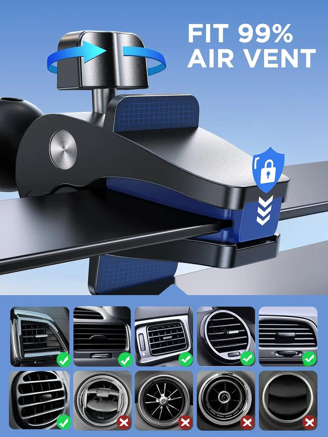 15W Qi Fast Wireless Car Charger with Clamping Phone Holder for iPhone 16, 15, 14, 13 Pro Max, S24 Ultra, LG, Google