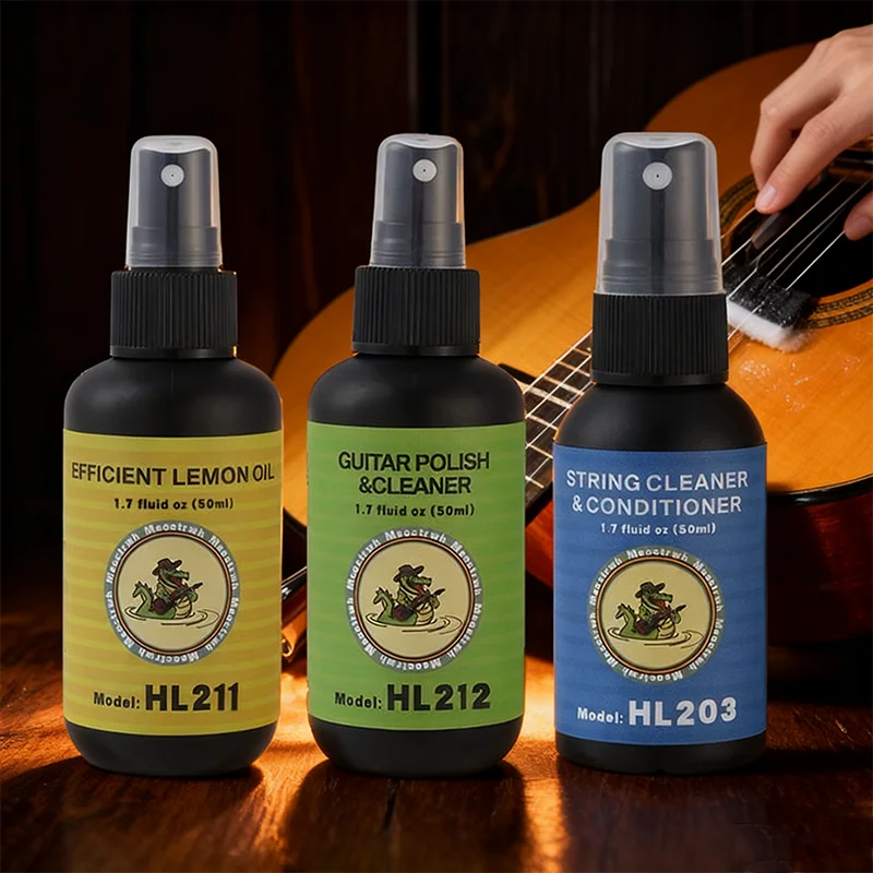 طقم تنظيف الجيتار، مكيف لوحة الفريتس وتلميع الجيتار ومنظف السلسلة، مجموعة العناية بزيت الليمون، مجموعة صيانة الجيتار