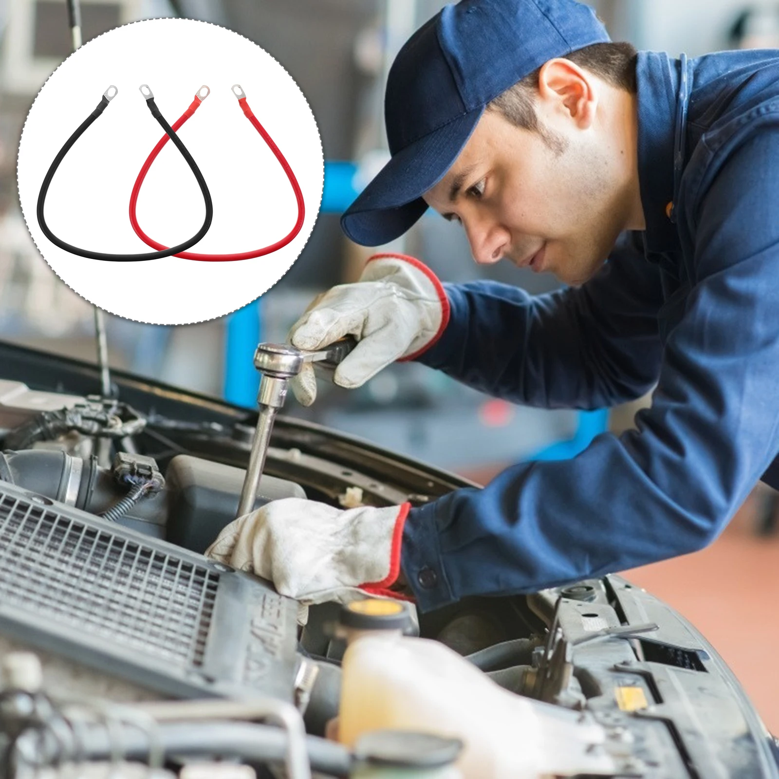 

2pcs Jumper Cables Copper Power Wire Corrosion Resistant High Temp Car Inverter Marine RV Wiring Terminals