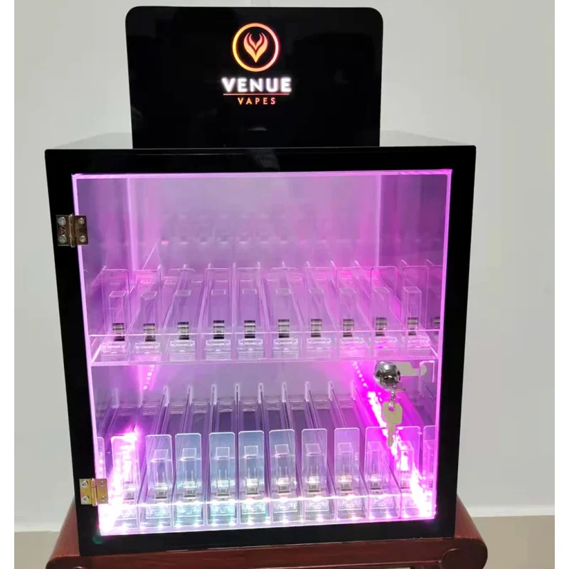 custom.Promotional Lighted Custom Lighter Display Stand 3 Tiers Countertop Acrylic Merchandiser Pusher Display Rac