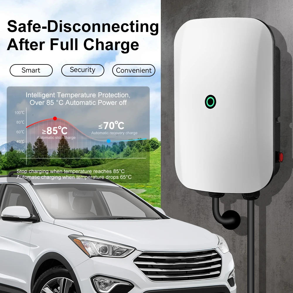 JDMEX EVSE Wallbox شاحن EV Type2 32A 7KW IEC62196-2 التوصيل والتشغيل محطة شحن السيارة الكهربائية شاحن سيارة بطول 5 متر