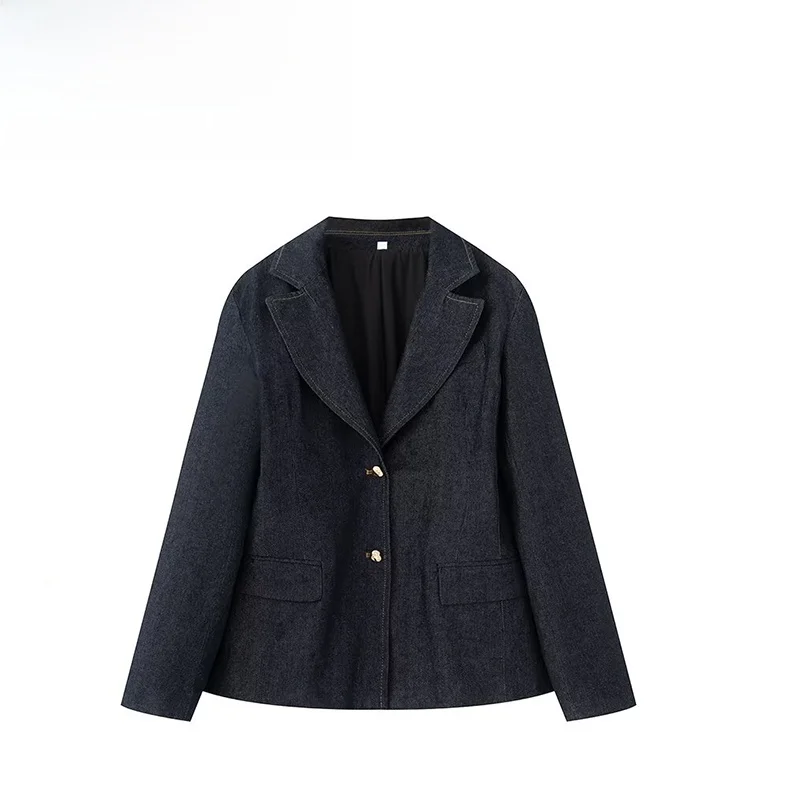 

ZBZA Spring New Women's Faion Design ZW Series Denim Suit Jaet Long Sve Button Closure Casual Commute Sle Polyester ...