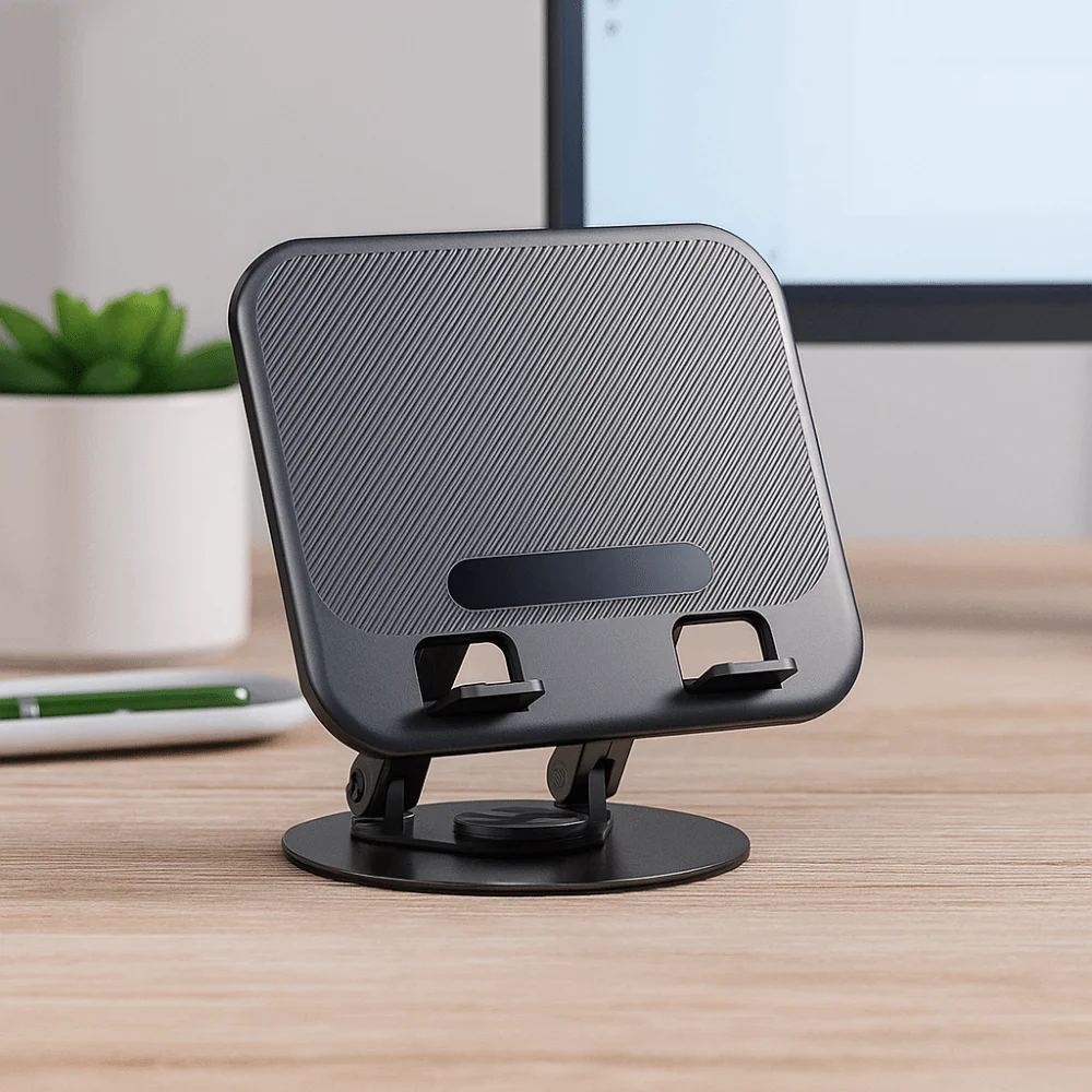 

Height Adjustable 360° Rotation Notebook Stand Non-slip Base Foldable Storage Tablet Stand Carbon Steel Space-saving