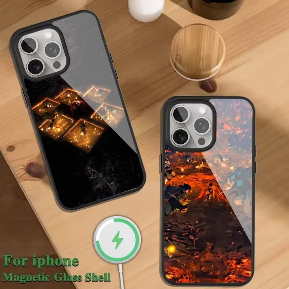 

D-Demon Slayer Infinite City Phone Case For Magnetic Wireless Charge Cover For iphone 16 15 14 13 12 11 Pro Max Plus Coque