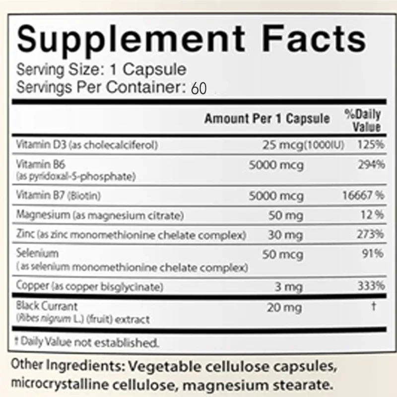 Zinc 30mg Contains Copper, Selenium, and Vitamin D3, Magnesium, and Vitamin B6, Promoting Immune Health and Nail Support
