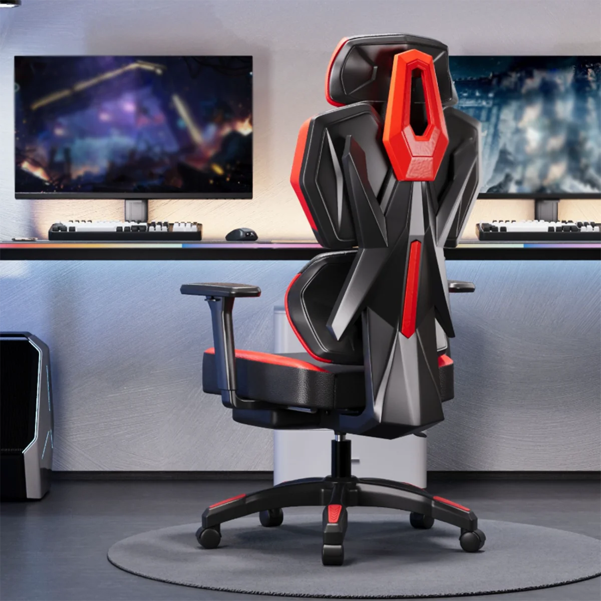 Video Gaming Chair with Footrest Lumbar Support for Home Office High Back Recliner Height Adjustable Ergonomic Game Chair