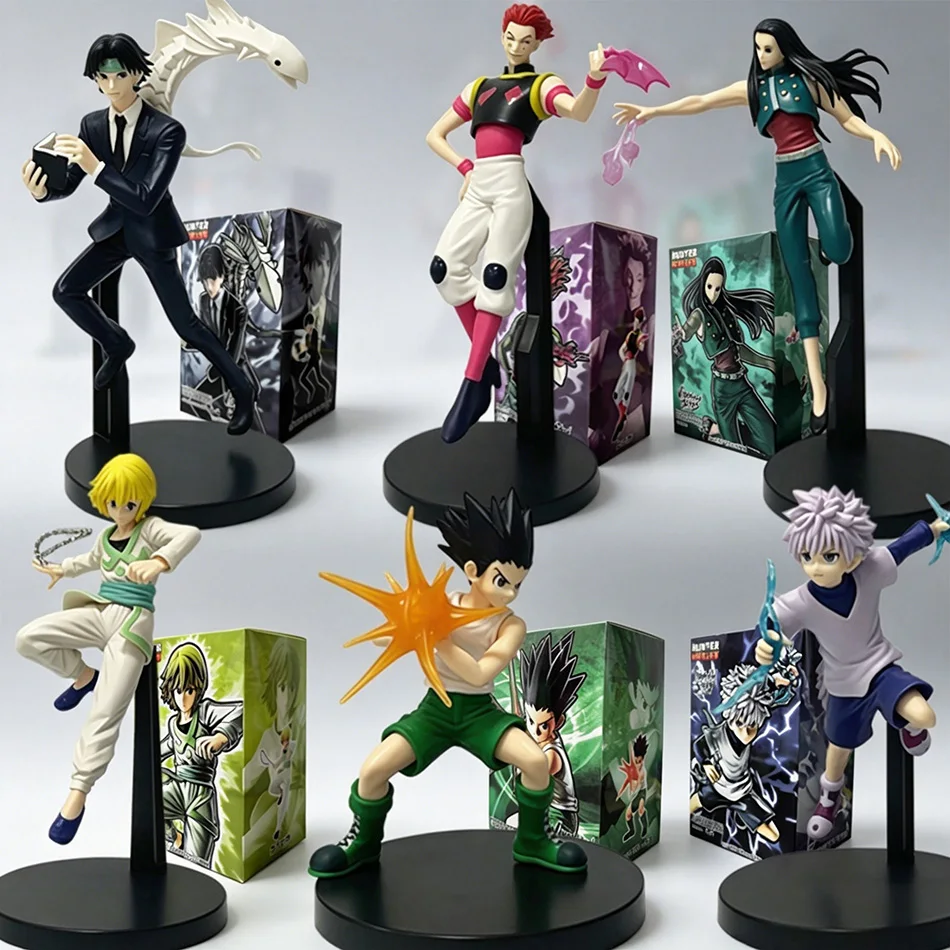 Hunter X Hunter Anime Figure Set 6PCS Gon Killua Kurapika Hisoka Chrollo Illumi PVC Action Figures Collectible Model Toys Gifts