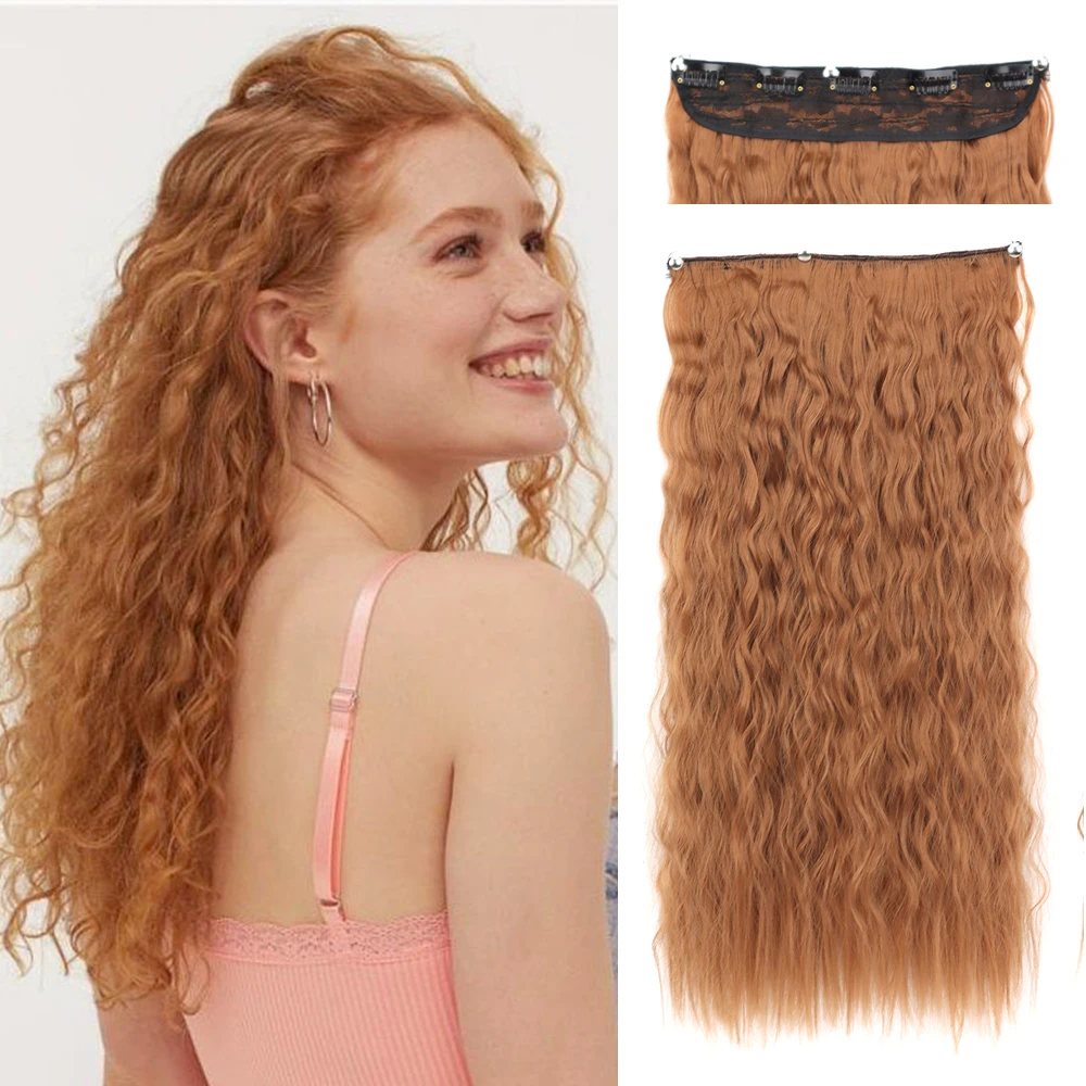 

AZQUEEN Synthetic 22Inch Long Curly Hair Extensions Heat Resistant 5 Clips Women's Long Curly Wig Hair Accessories