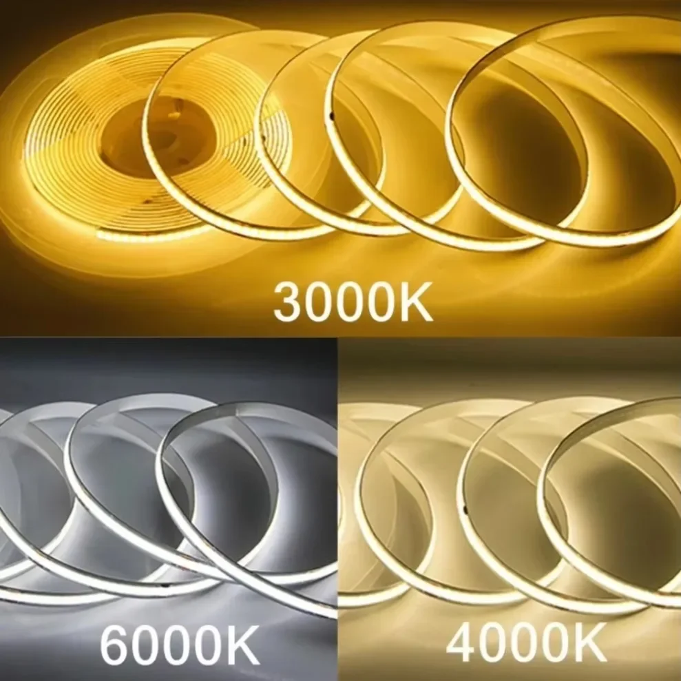 220V LED COB Strip Light 240 LEDs Flexible Tape Lights Smart IC No Need Driver High Bright Linear Lighting RA95 Warm White 1-5m