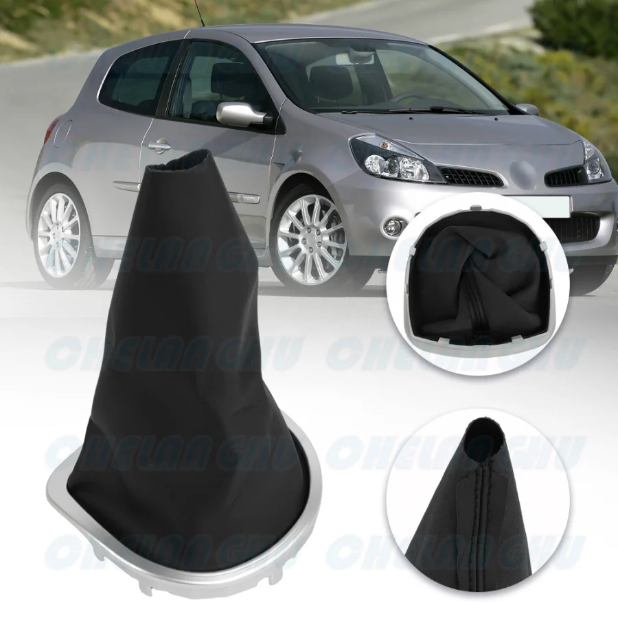

For Renault Clio III 2005 2006 2007 2008 2009 2010 2011 2012 Gear Stick Shift Knob PU Leather Boot Car accessories