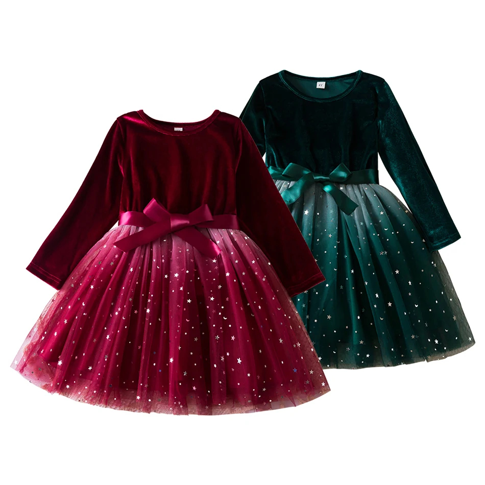 Bebe recien nacido artículos otoño invierno Niña Navidad gradiente de malla vestido de princesa niños Navidad fiesta cumpleaños vestidos Niñas Ropa