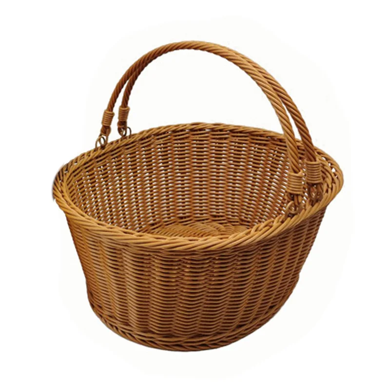 Simulation Vine Basket with Double Folding Handles Wicker Easter Basket Storage Of Plastic Easter Eggs and Easter Candy Willow