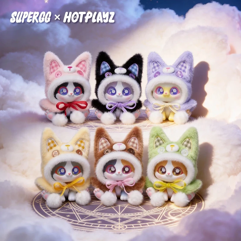 SUPERGG PICOCO Magischer Umhang Katzen-Serie Plüsch-Blindbox Niedliche Flauschige Katzenpuppe Anhänger Trendiges Ornament Mystery Box Spielzeug Überraschungsgeschenk