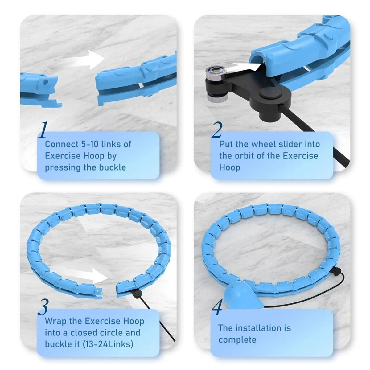 【COUNTDOWN DEAL】 Weighted Hula Circle Hoops for Adults, 24 Detachable Links, Plus Size 47 Inch, Suitable for Beginners