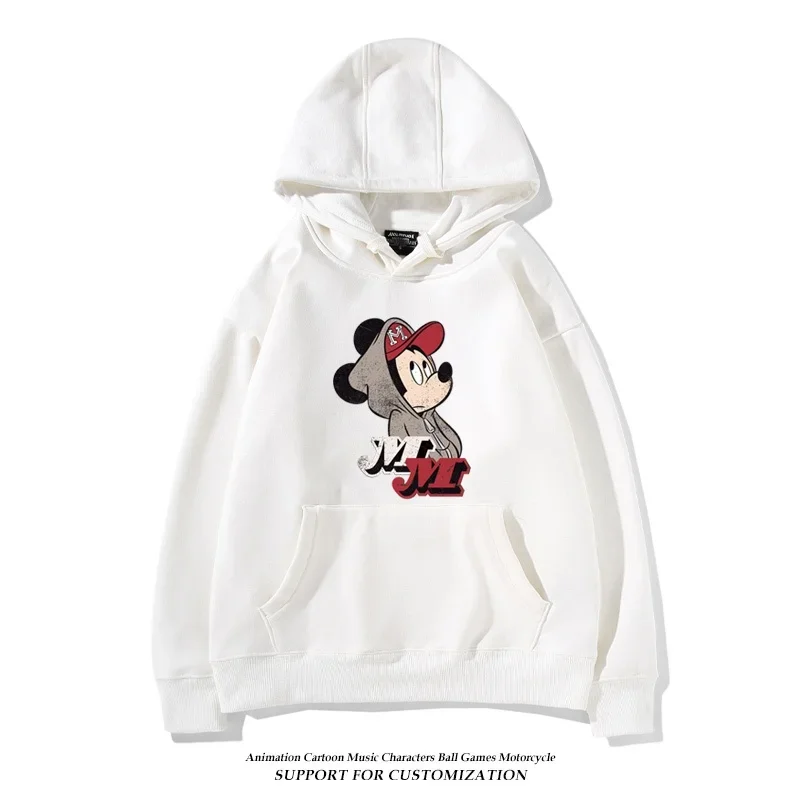 2024 Spring and Autumn Mickey Minnie Disney hoodie for male and female couples, parent-child cartoon print loose hooded clothes