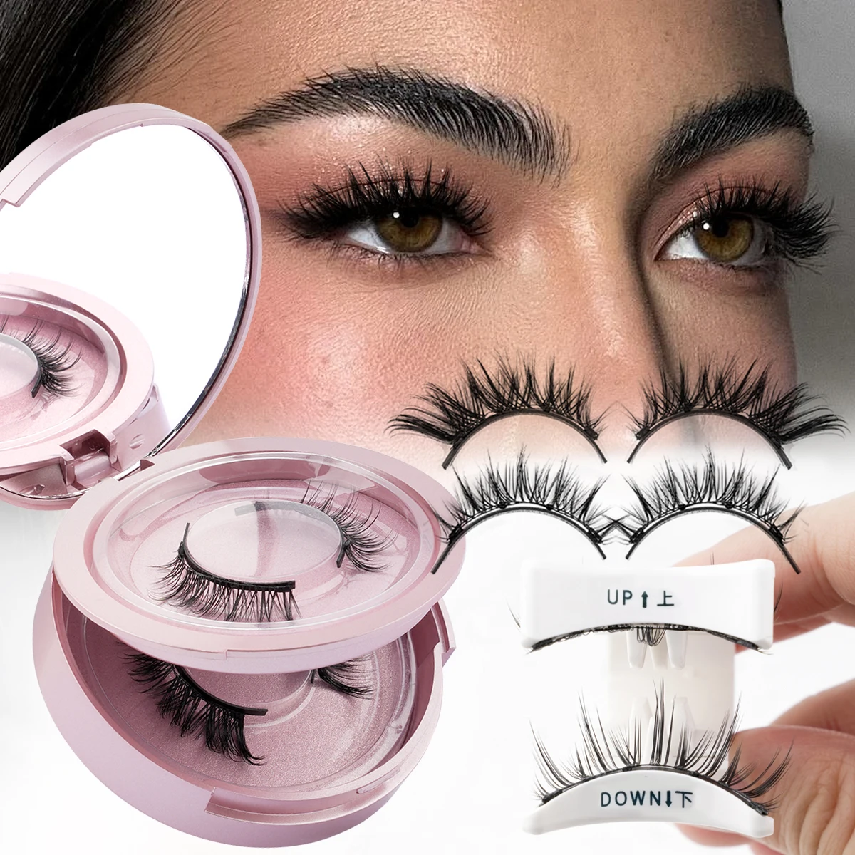 MEISHENJIE Kit de pestañas magnéticas Natural larga tira completa de visón pestañas postizas herramientas de maquillaje reutilizables Faux Cils maquillaje Cílios