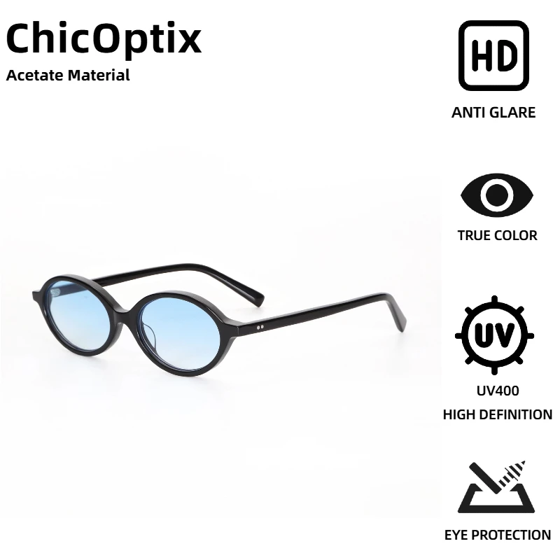 

ChicOptix Винтажные овальные солнцезащитные очки ручной работы из высококачественного ацетата UV400 — стильные и классические солнцезащитные очки для мужчин и женщин