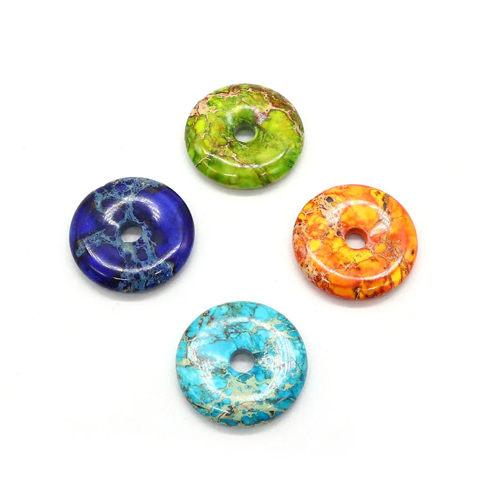 

Colorful Natural Emperor Stone Big Hole Beads 30x30mm Round Semi-precious Loose Bead 1 Pc DIY Retro Necklace Earring Pendant