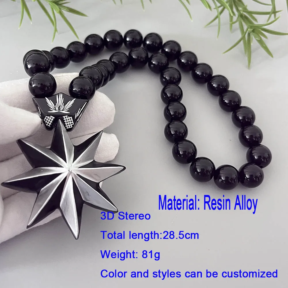 GS70 Octagonal Star Resin Paintings Black Silvery Decoration Exquisite Bead Decorate 3D Three-Dimensional Two-Color Car Pendants