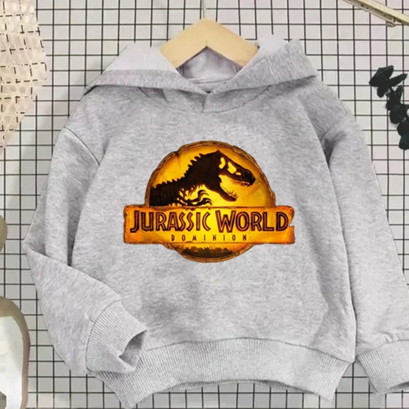 Jurassic Dinosaurs Children black hoodie Tops Outwear Clothing Hoodies 3-12 Year Kids Hood leisure Sweatshirt Boys Girls Anime