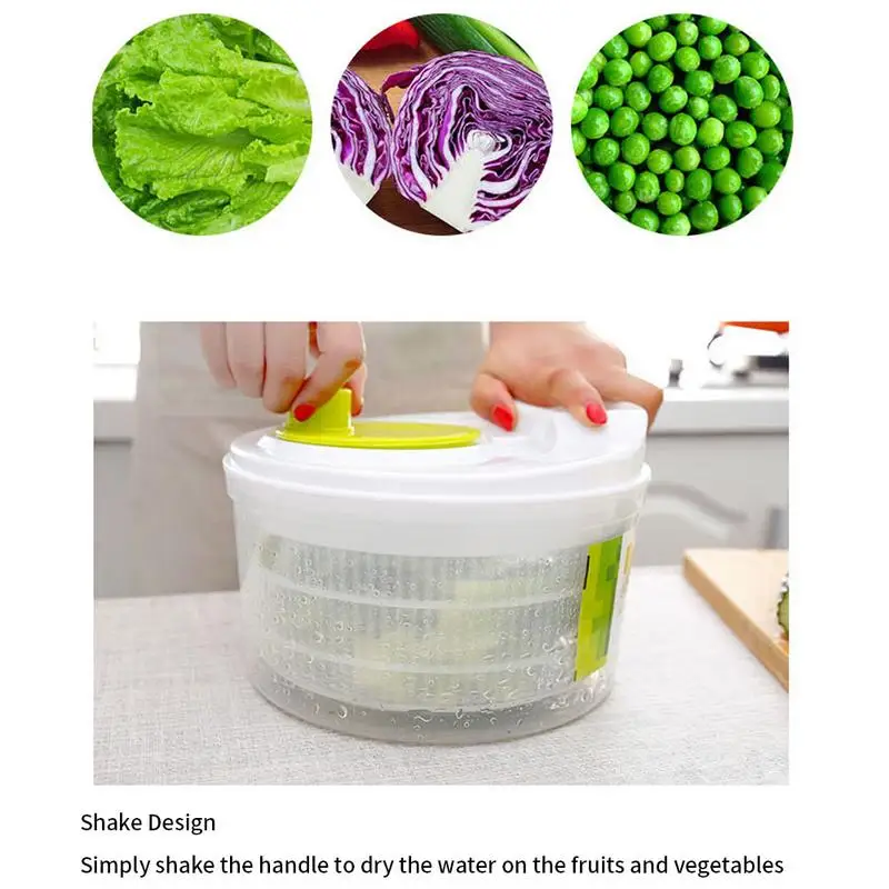 Large Capacity Rotary Vegetables Dryer Salad Spinners Lettuce Leaf Vegetable Dehydrator Fruit & Vegetable Washing Drainer Basket