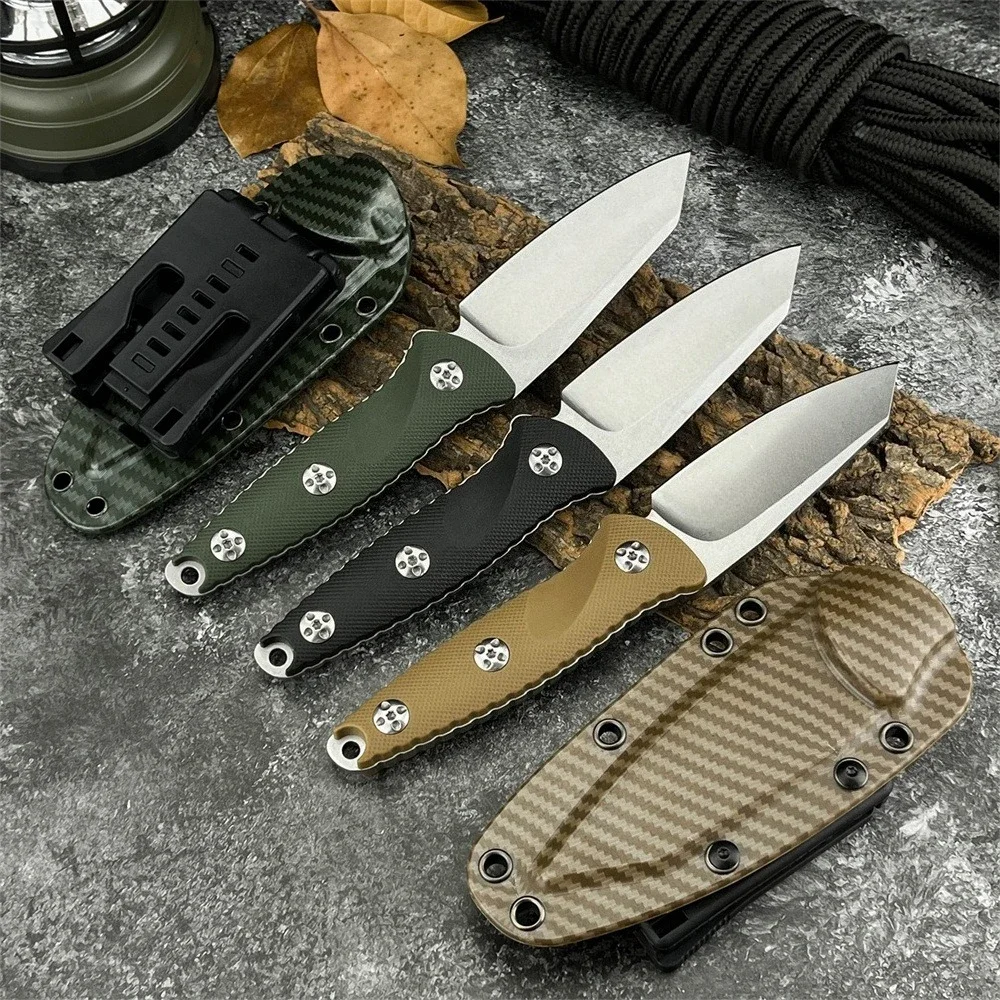 Portable Hiking and Camping Fixed-Blade Knife with Sheath, 8Cr13Mov Blade, Nylon Fiber Handle, Outdoor Climbing Fishing Knife