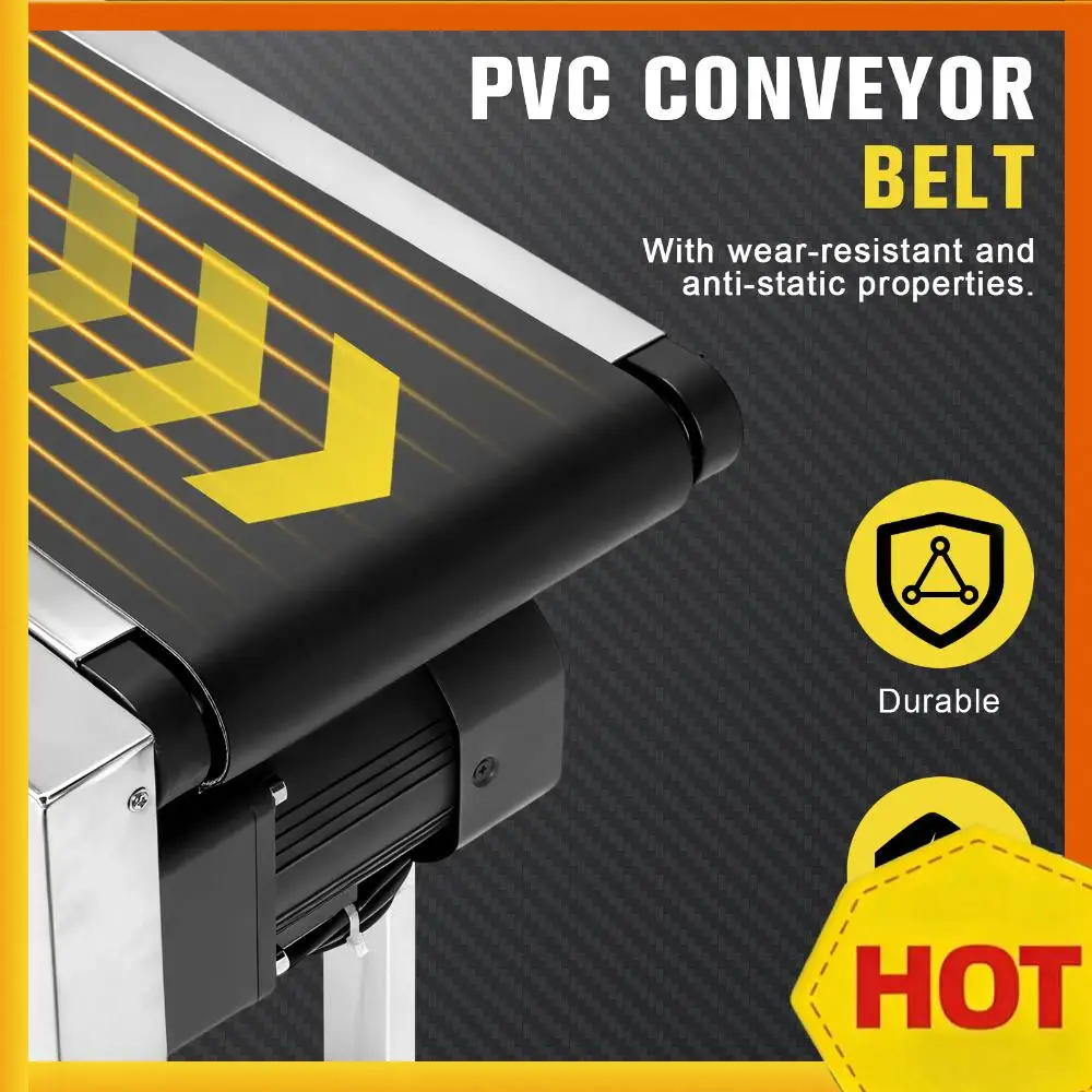 

Ленточный конвейер 59x7.8 дюймов, электрический, из ПВХ, с двойными барьерами, регулируемой скоростью, для производственных линий упаковочных фабрик