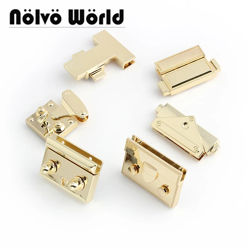 2-10sets 6 Size Light Gold Perfect for Women Shoulder Bags Men\'s Briefcase Durable Square And Triangle Metal Lock Accessories